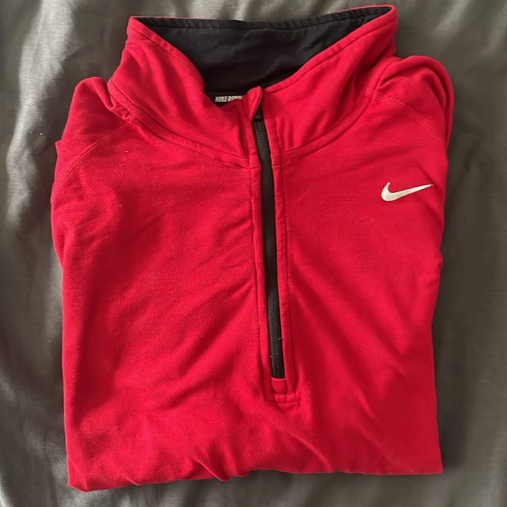 red Nike dry fit quarter zip